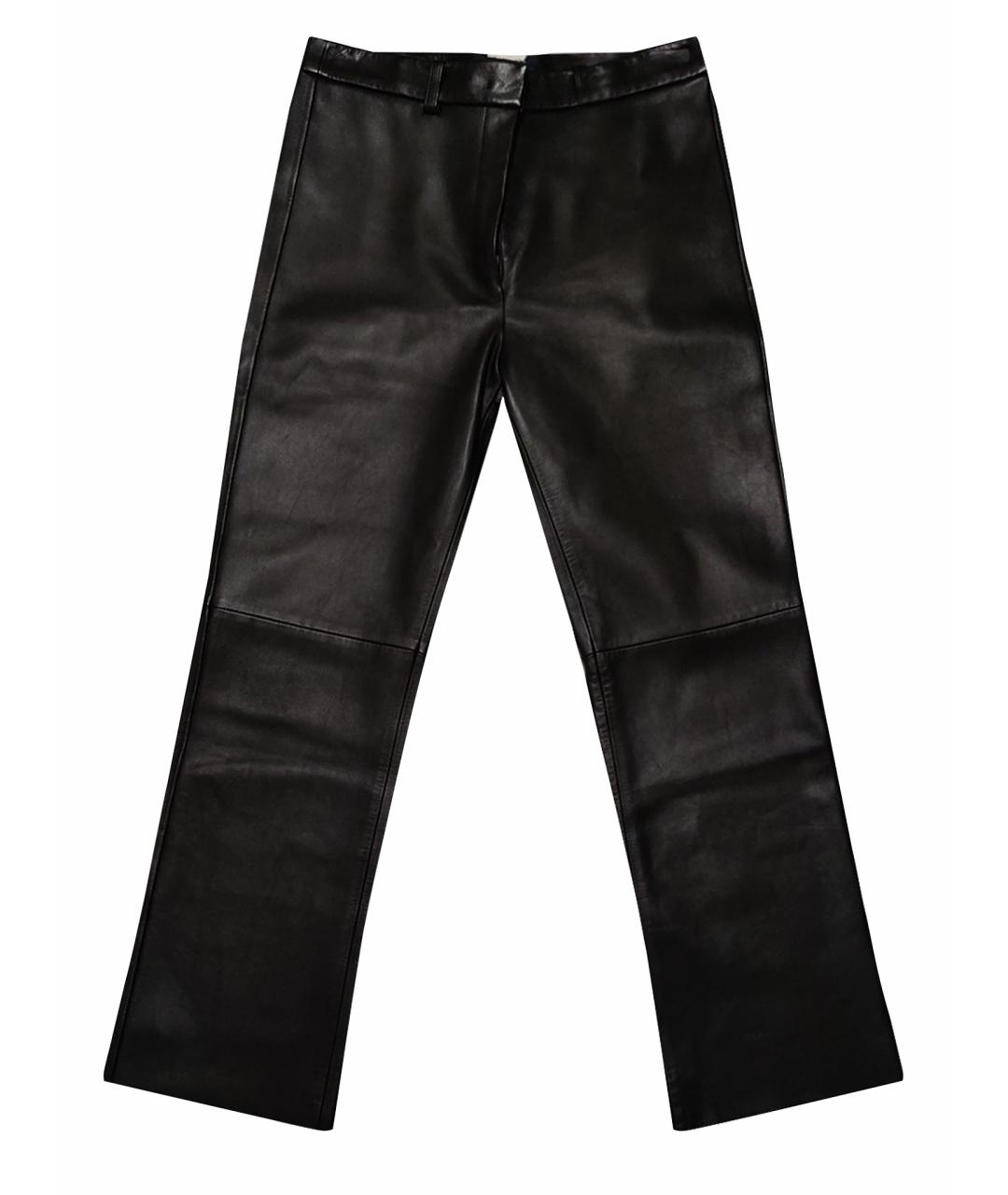 'S MAX MARA Черные кожаные прямые брюки, фото 1