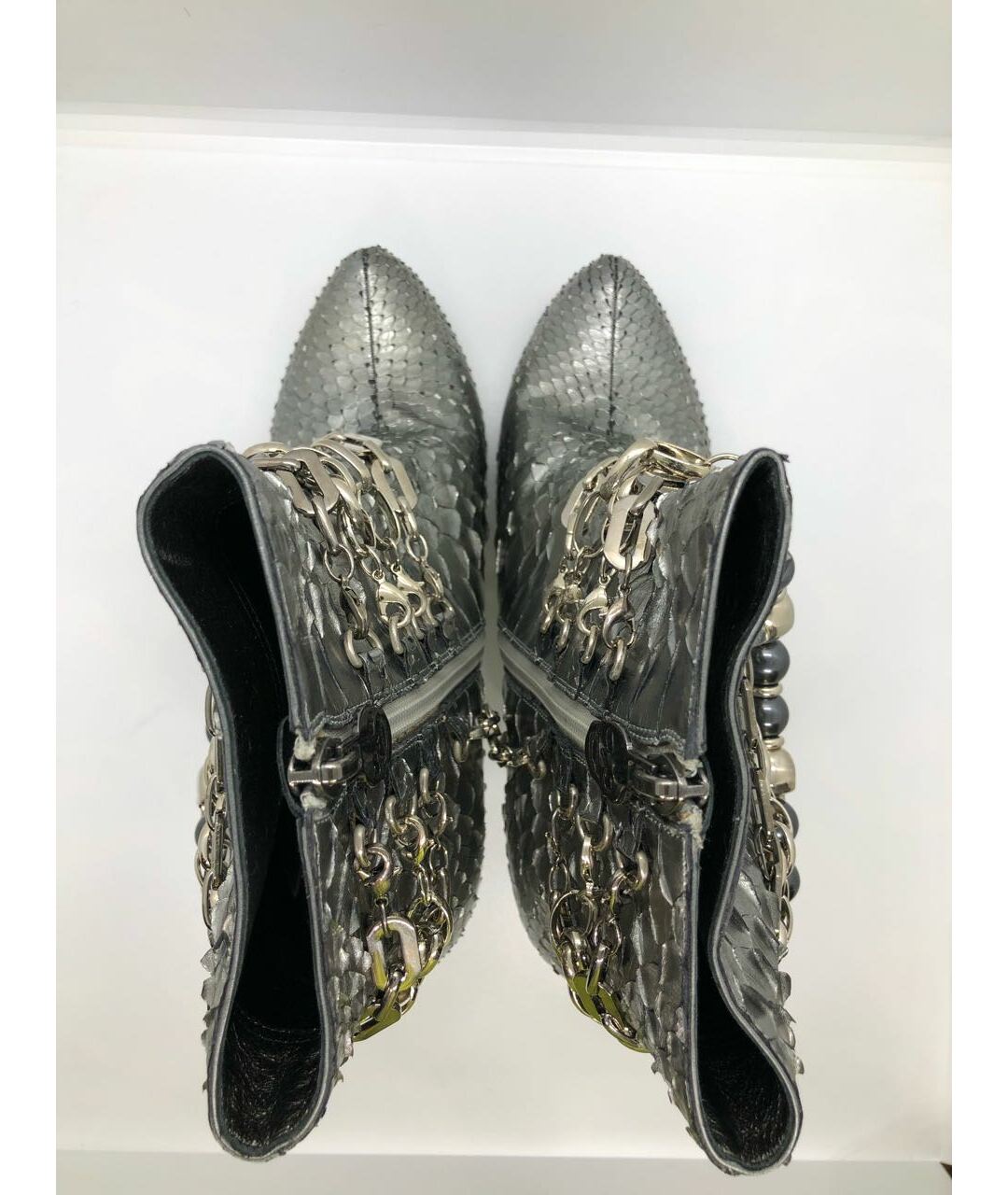 PHILIPP PLEIN Серебряные ботинки из экзотической кожи, фото 3