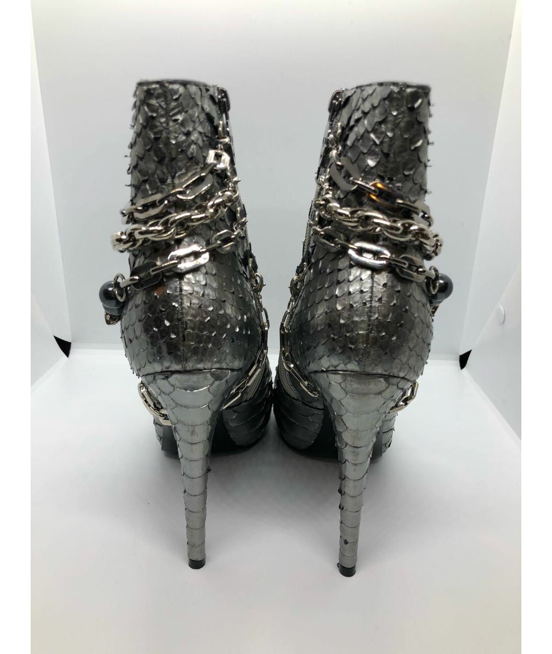 PHILIPP PLEIN Серебряные ботинки из экзотической кожи, фото 4