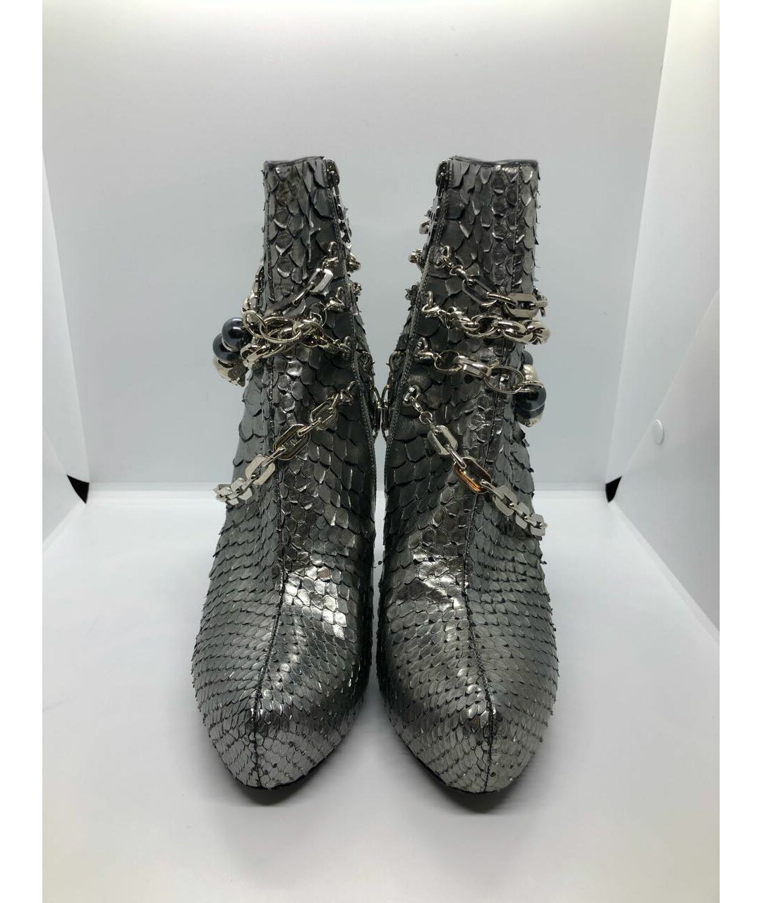 PHILIPP PLEIN Серебряные ботинки из экзотической кожи, фото 2