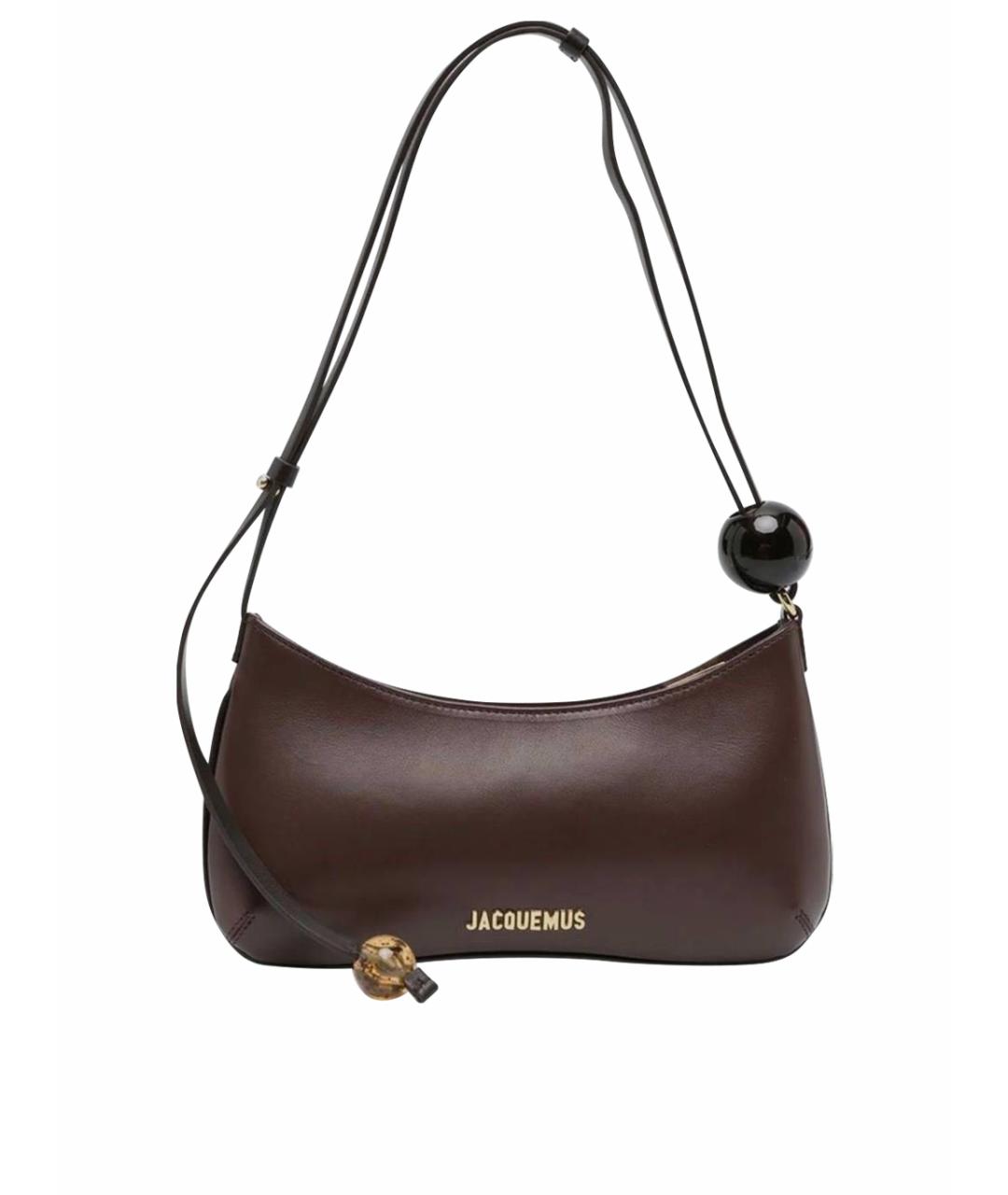 JACQUEMUS Коричневая кожаная сумка с короткими ручками, фото 1