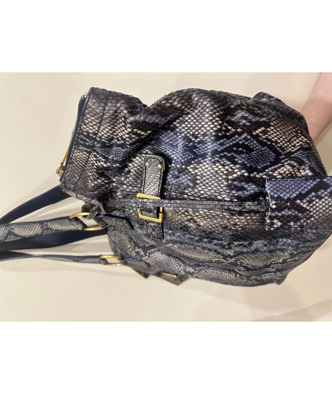 SAINT LAURENT Голубая сумка с короткими ручками из экзотической кожи, фото 2