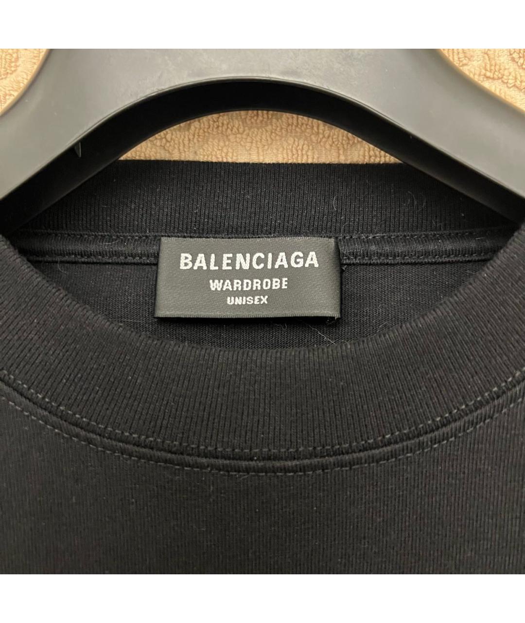 BALENCIAGA Черная хлопковая футболка, фото 4