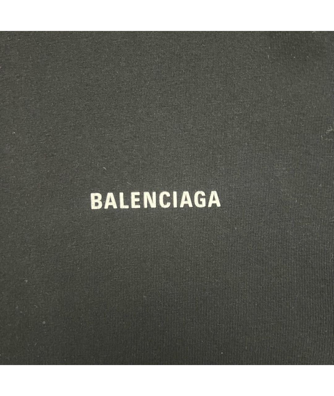 BALENCIAGA Черная хлопковая футболка, фото 3