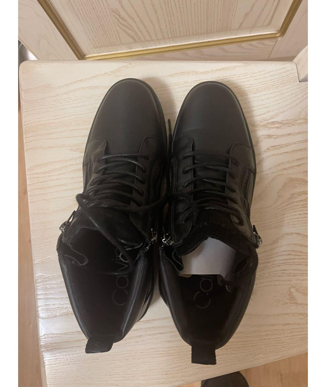 CALVIN KLEIN Черные кожаные ботинки, фото 3