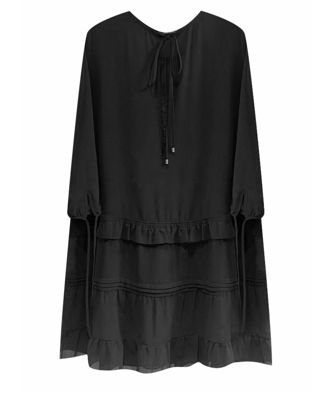 TWIN-SET Черное шифоновое коктейльное платье, фото 1
