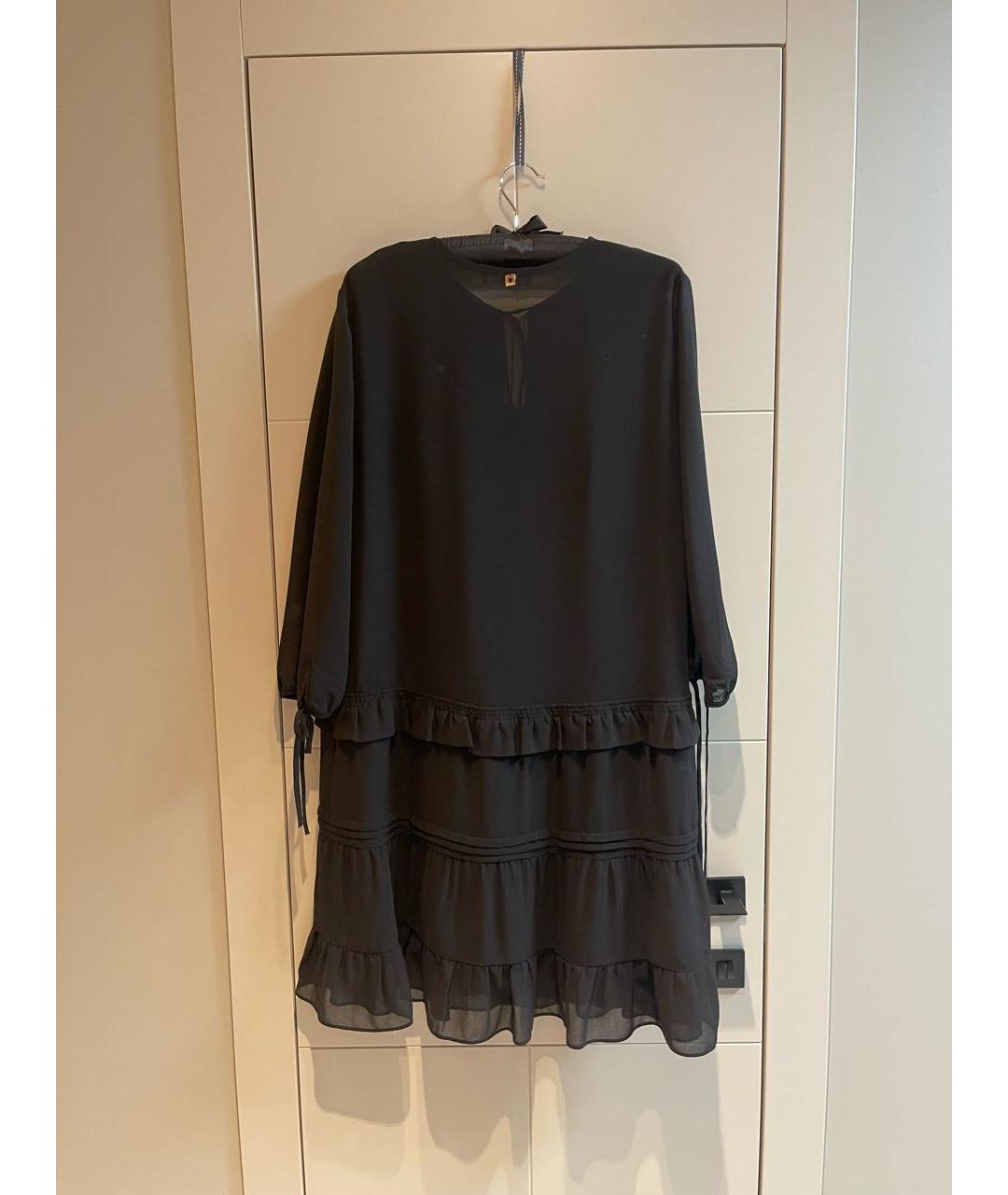 TWIN-SET Черное шифоновое коктейльное платье, фото 4