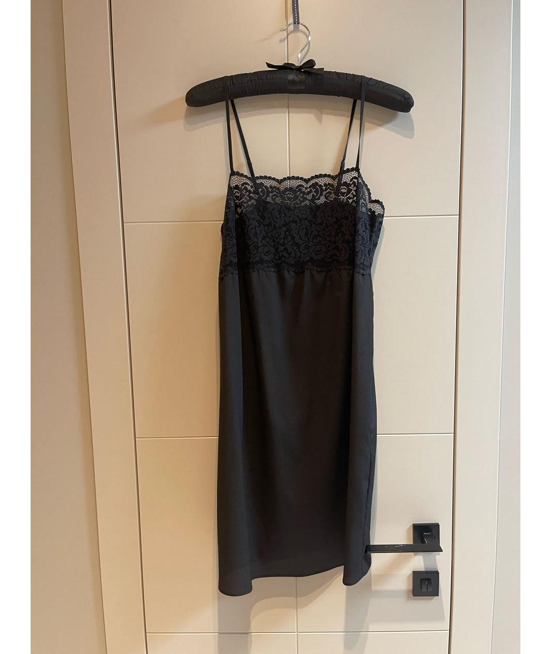 TWIN-SET Черное шифоновое коктейльное платье, фото 5