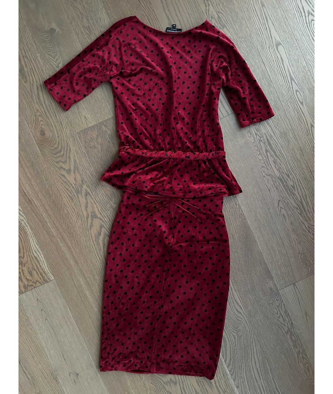 EMPORIO ARMANI Бордовый бархатный костюм с юбками, фото 4
