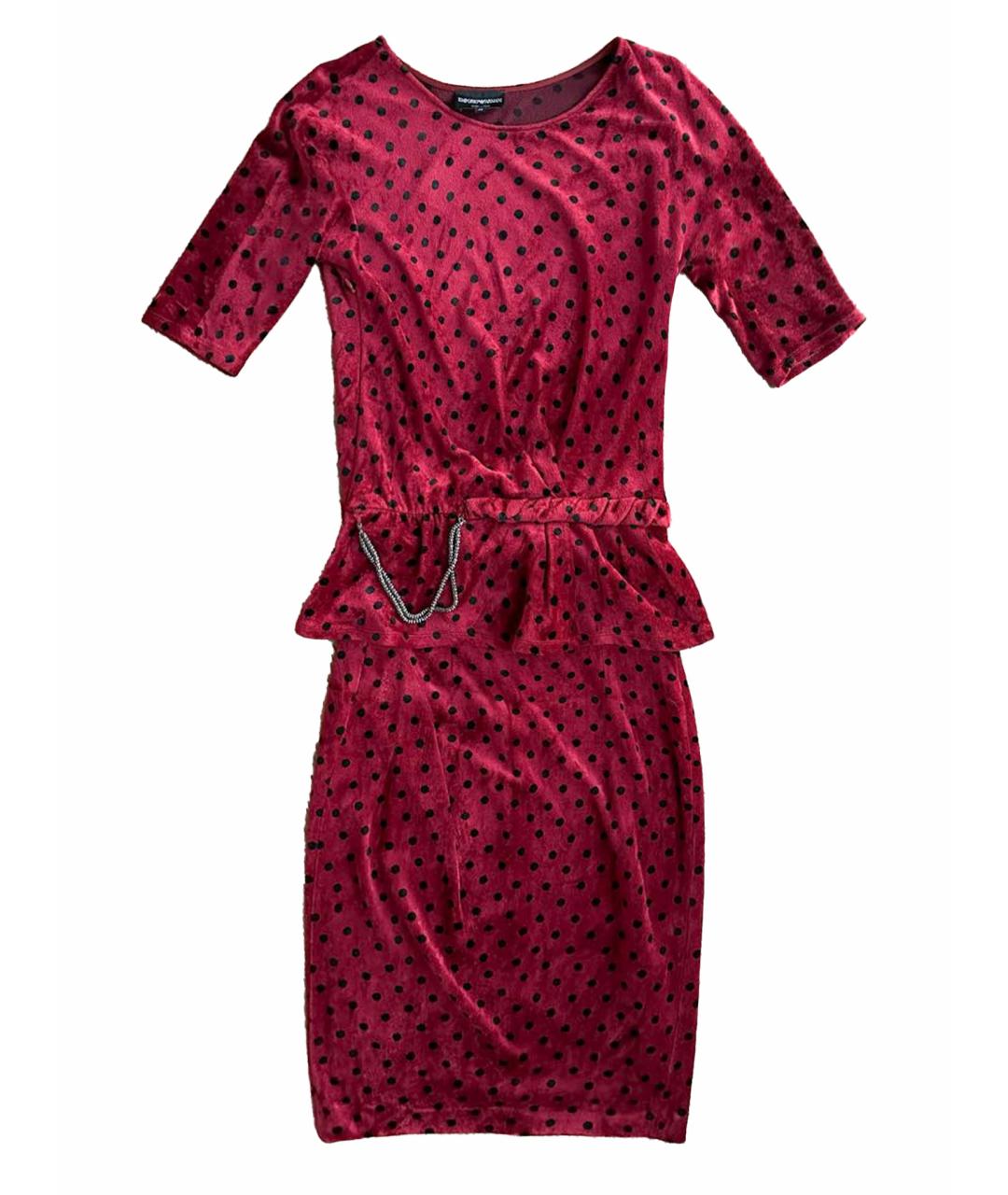 EMPORIO ARMANI Бордовый бархатный костюм с юбками, фото 1