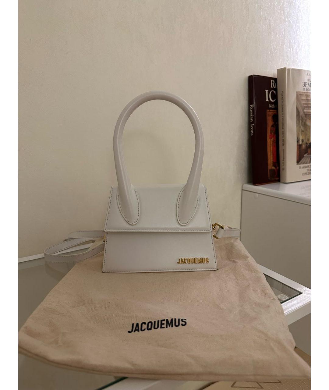 JACQUEMUS Белая кожаная сумка через плечо, фото 2