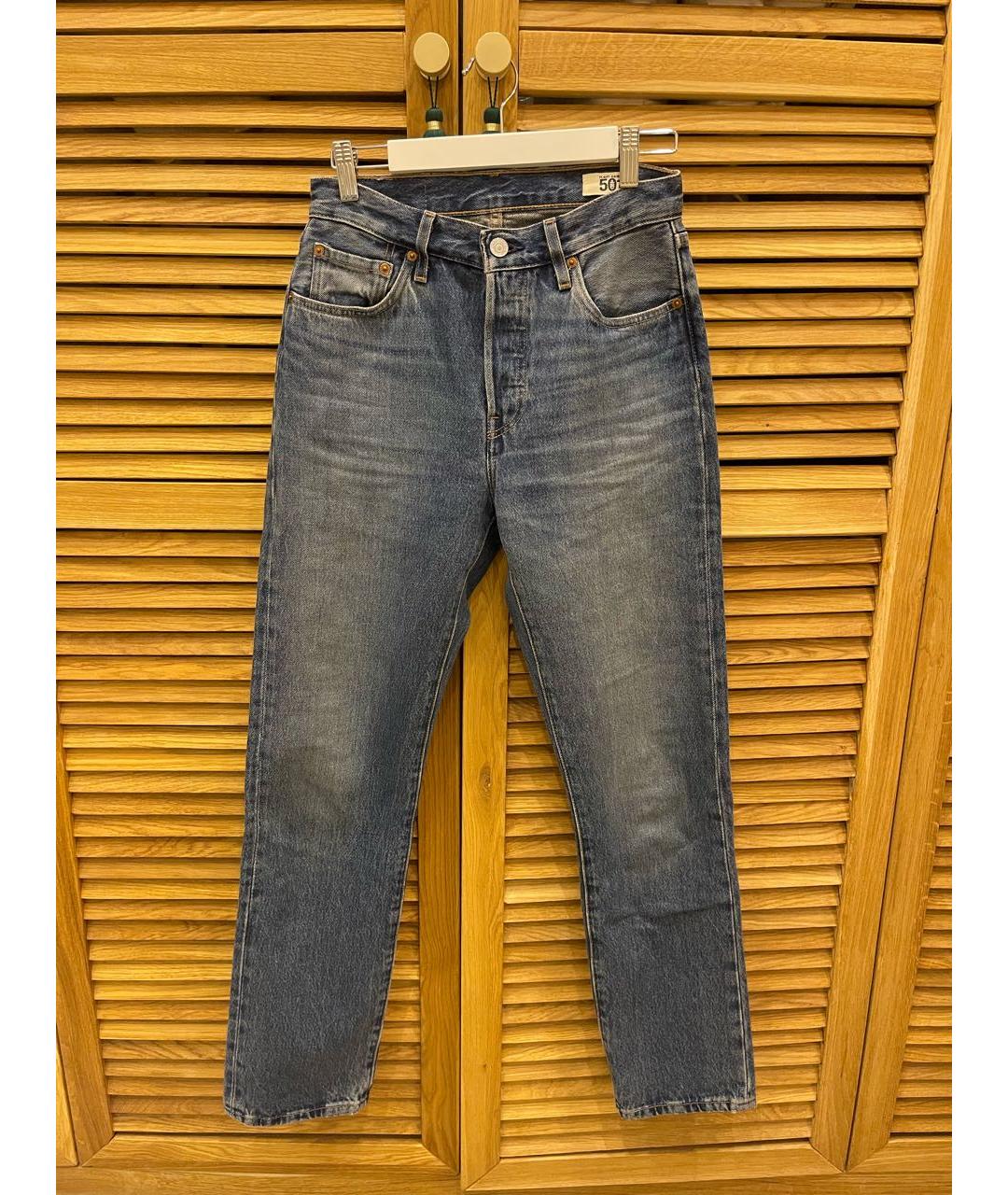 LEVI'S Темно-синие хлопковые прямые джинсы, фото 7
