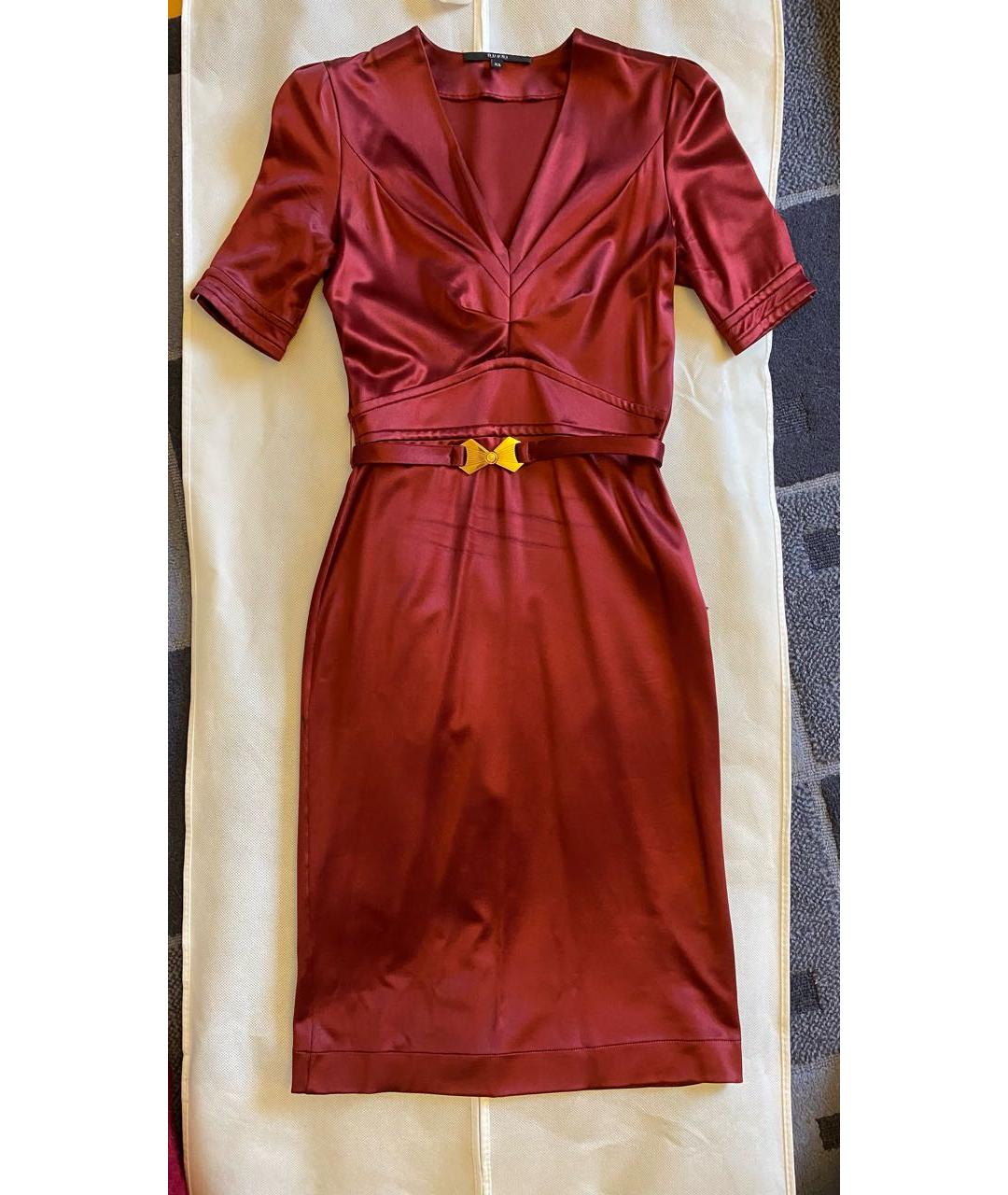 GUCCI Бордовое вискозное вечернее платье, фото 9