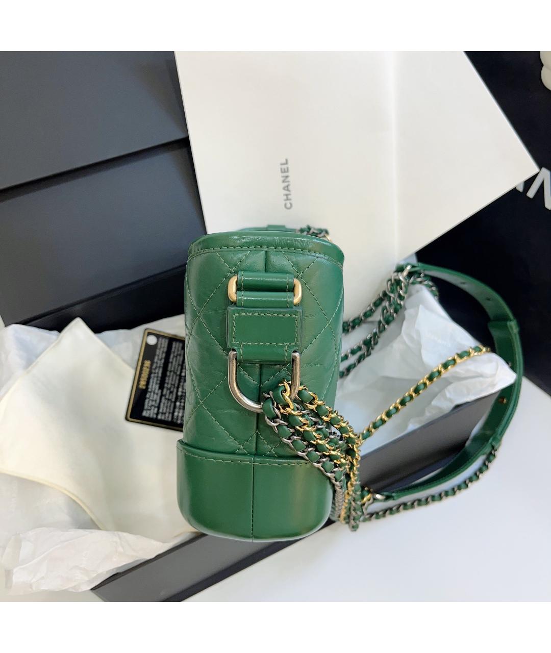 CHANEL PRE-OWNED Зеленая кожаная сумка через плечо, фото 3