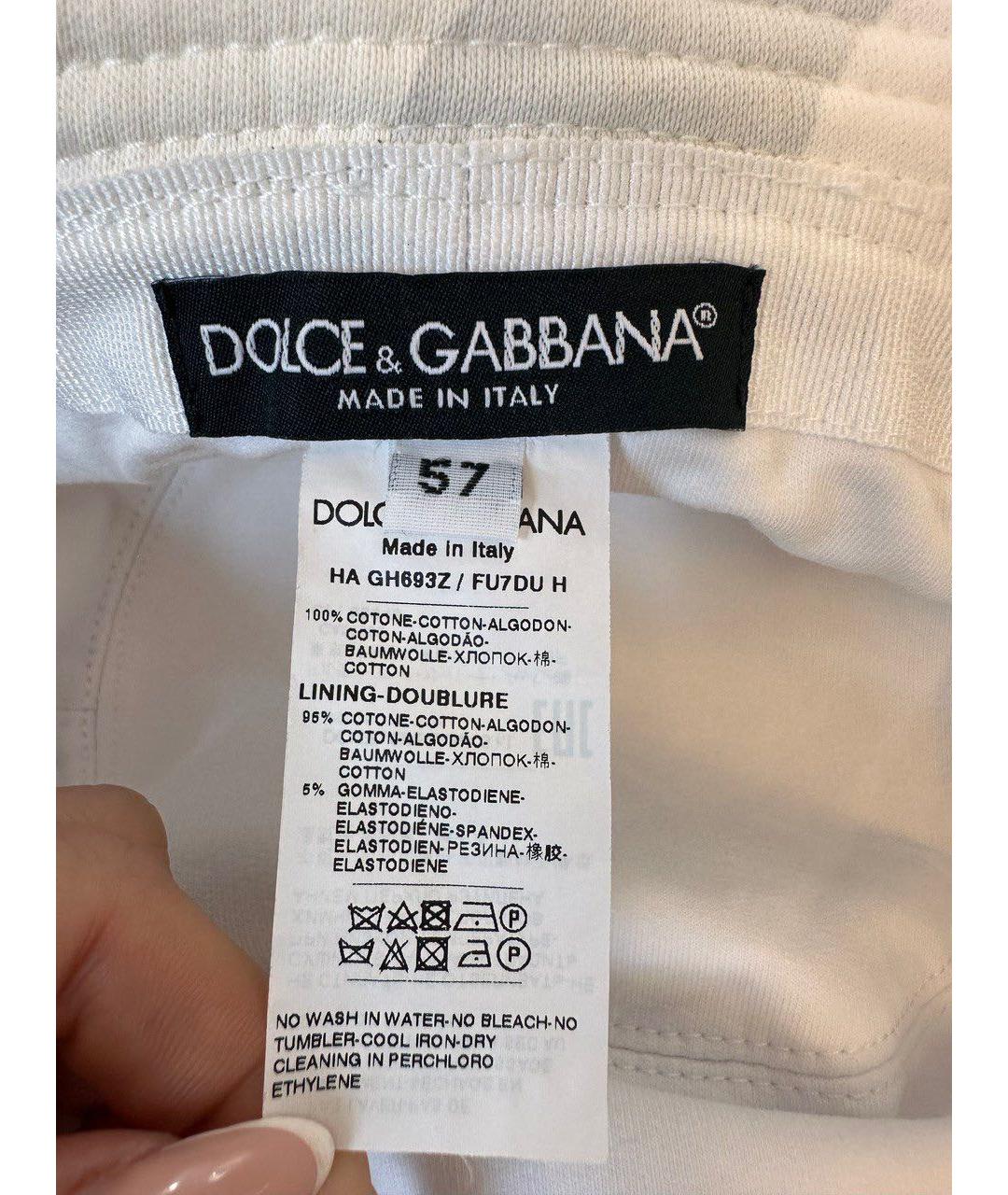 DOLCE&GABBANA Белая хлопковая панама, фото 4