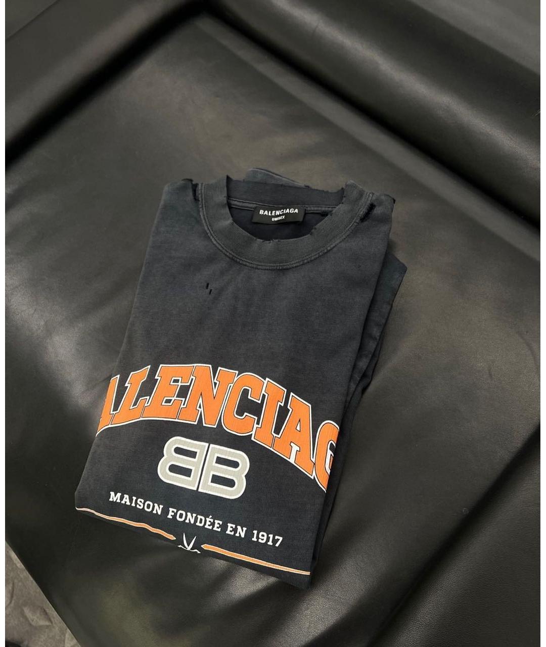 BALENCIAGA Черная хлопковая футболка, фото 3