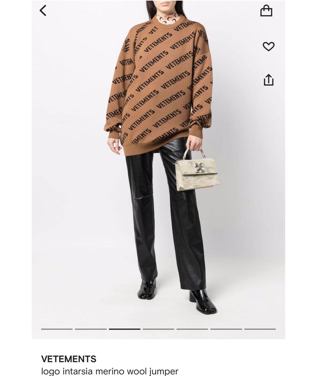 VETEMENTS Коричневый шерстяной джемпер / свитер, фото 2