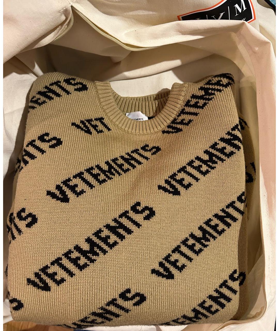 VETEMENTS Коричневый шерстяной джемпер / свитер, фото 3