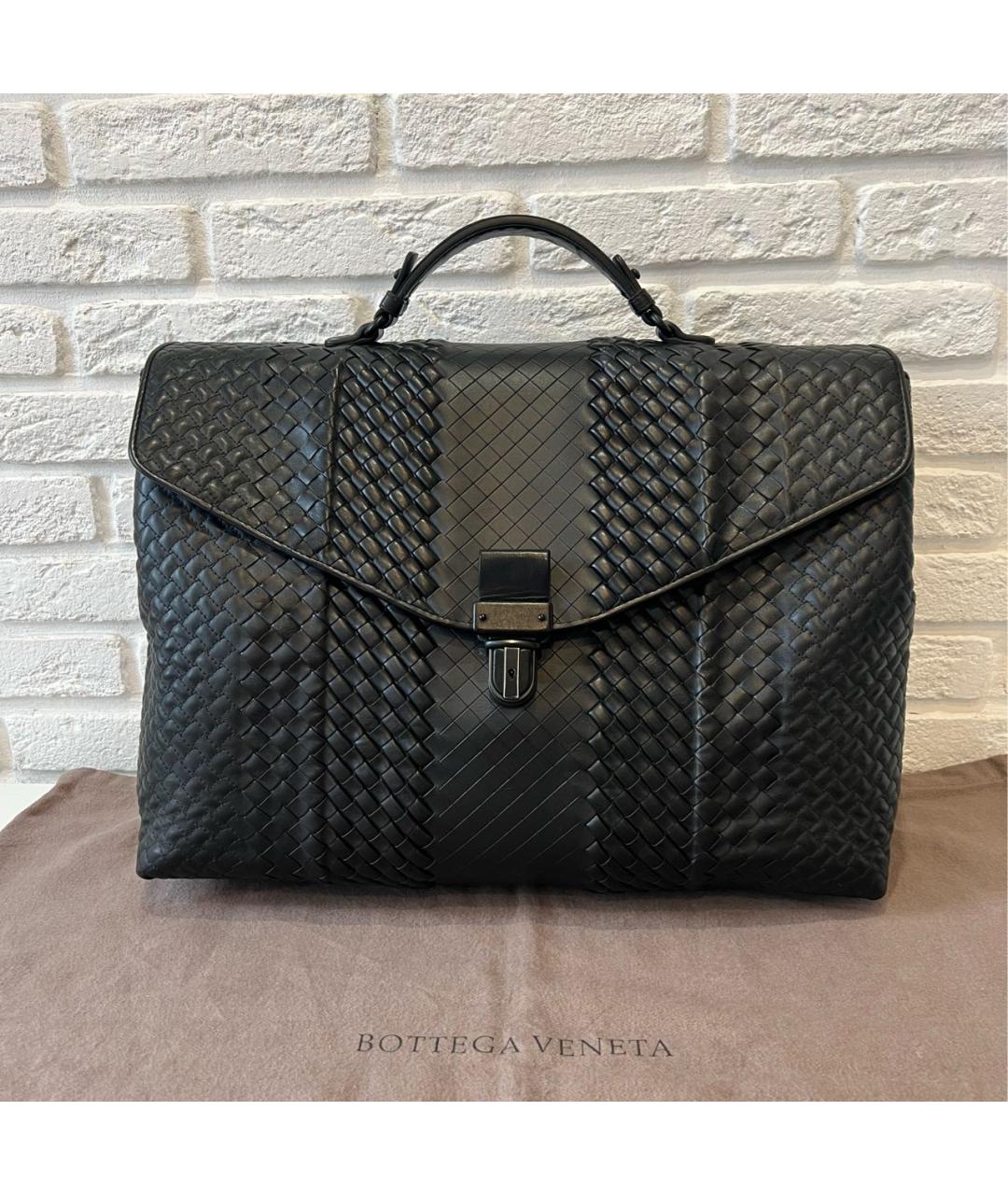 BOTTEGA VENETA Черный кожаный портфель, фото 2