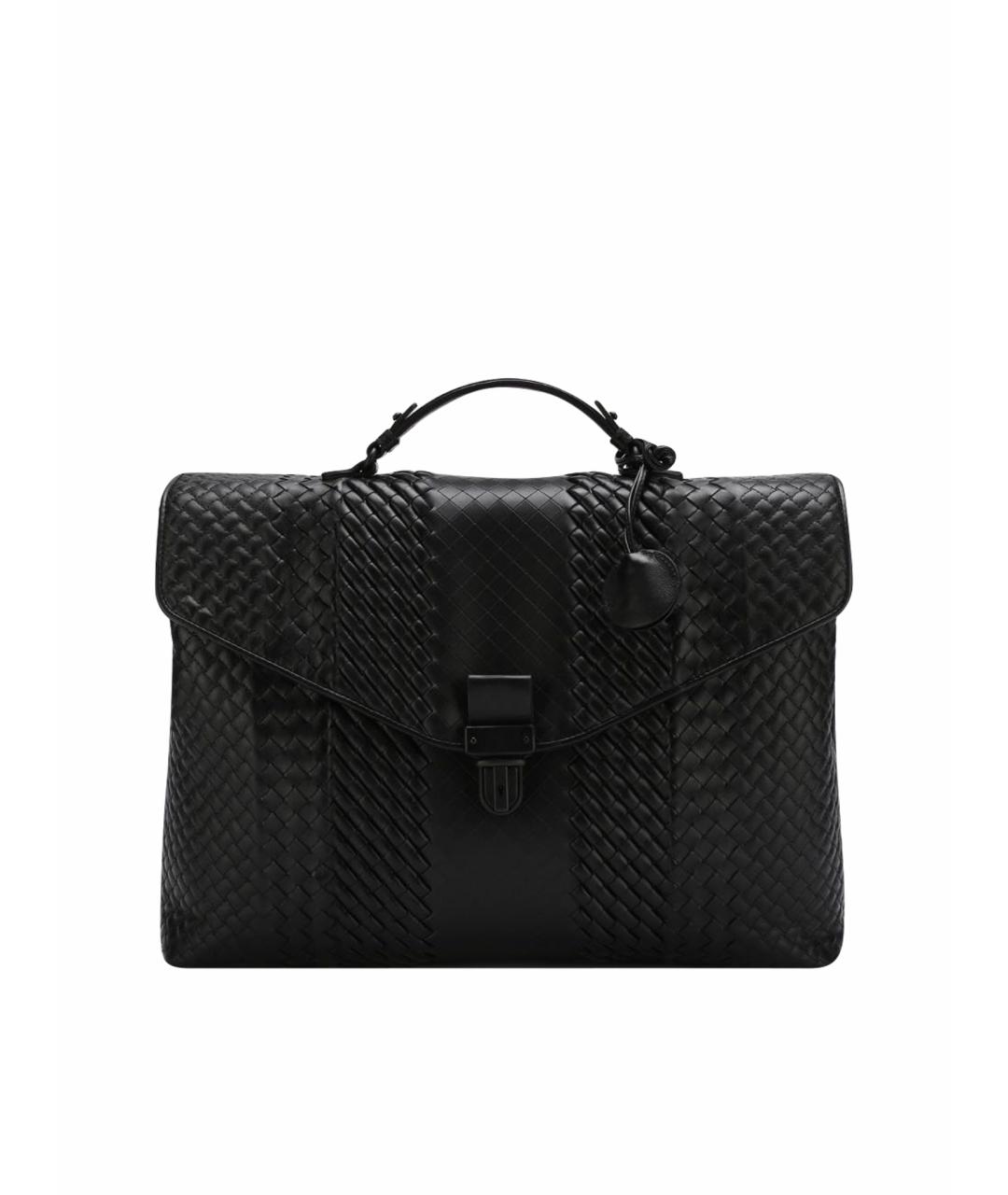BOTTEGA VENETA Черный кожаный портфель, фото 1