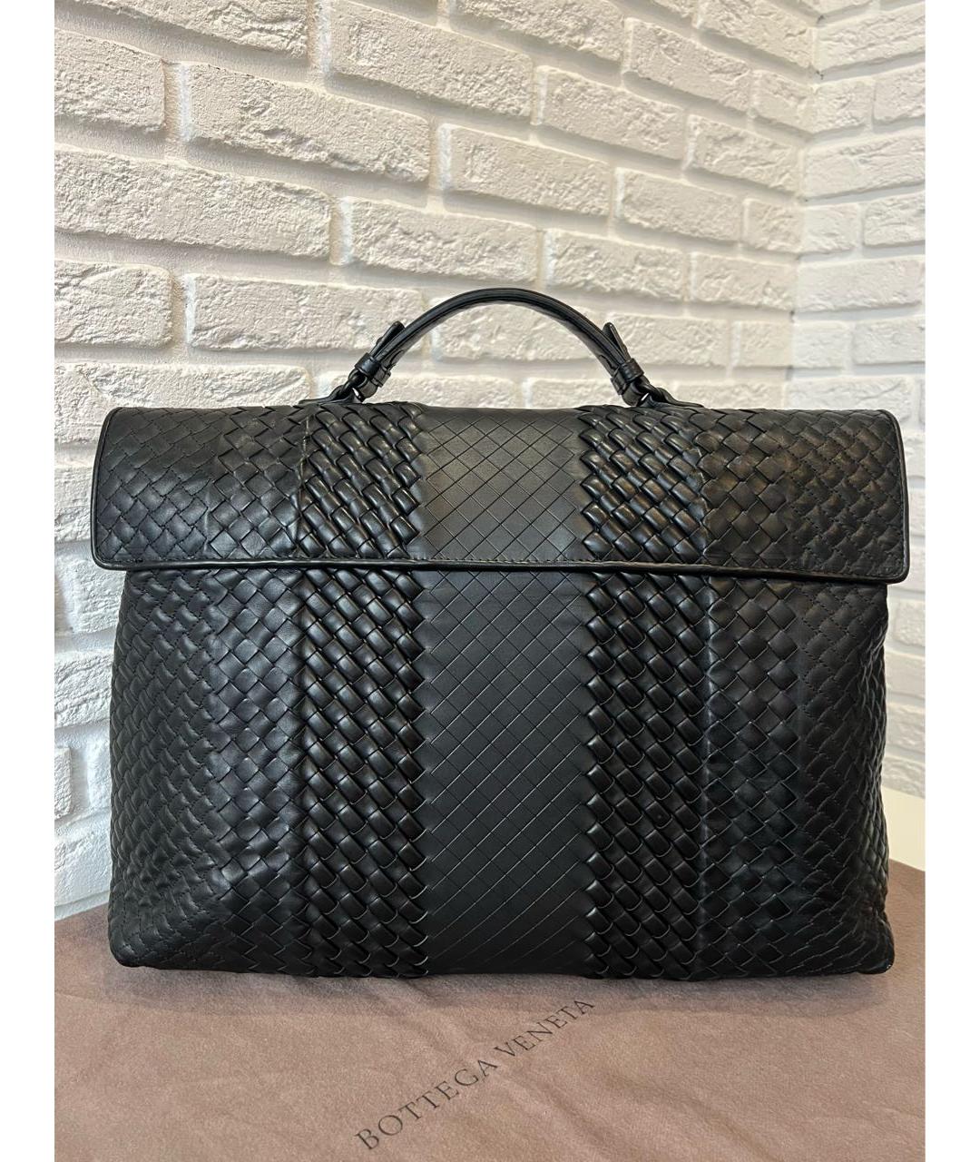 BOTTEGA VENETA Черный кожаный портфель, фото 4