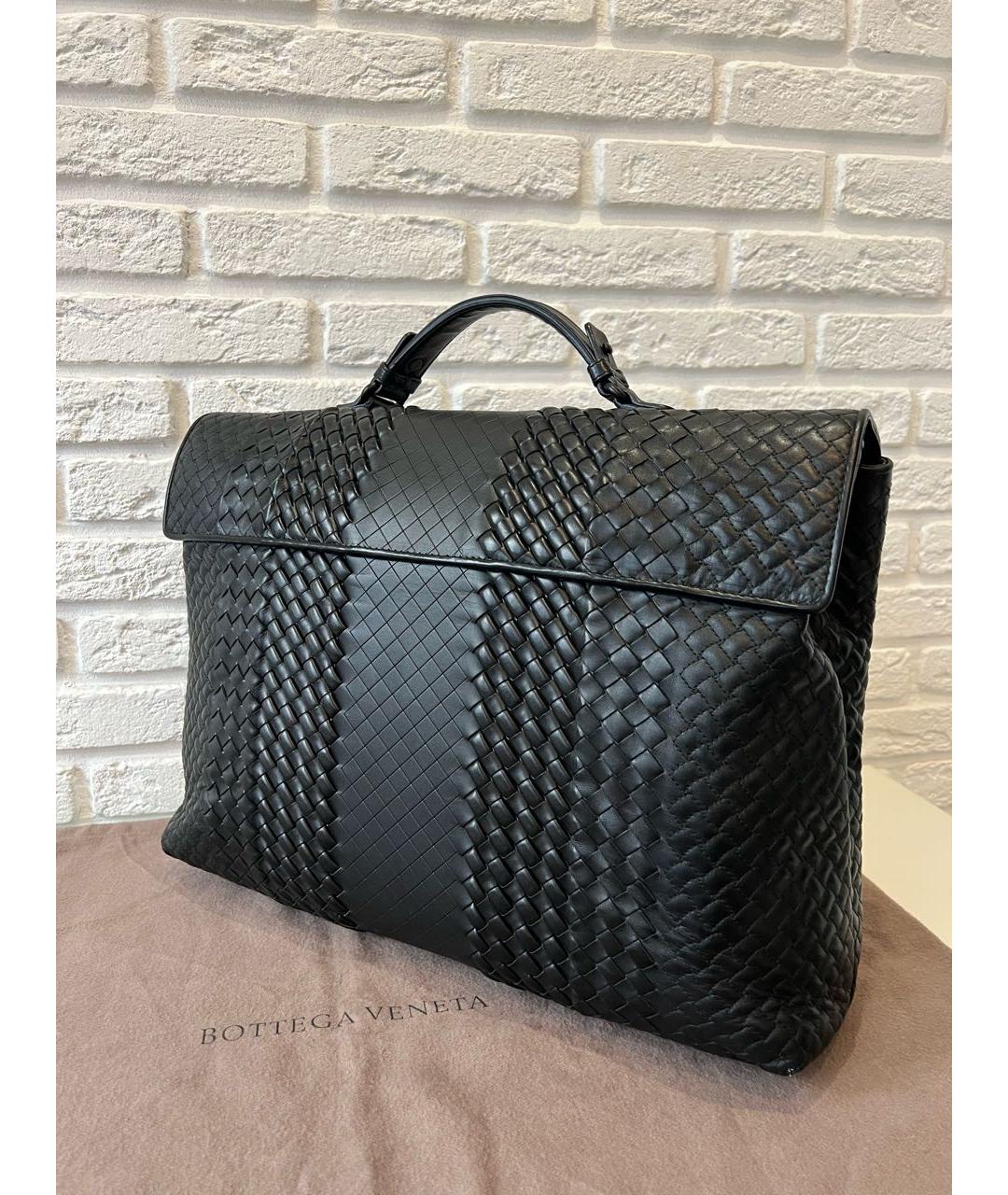 BOTTEGA VENETA Черный кожаный портфель, фото 5