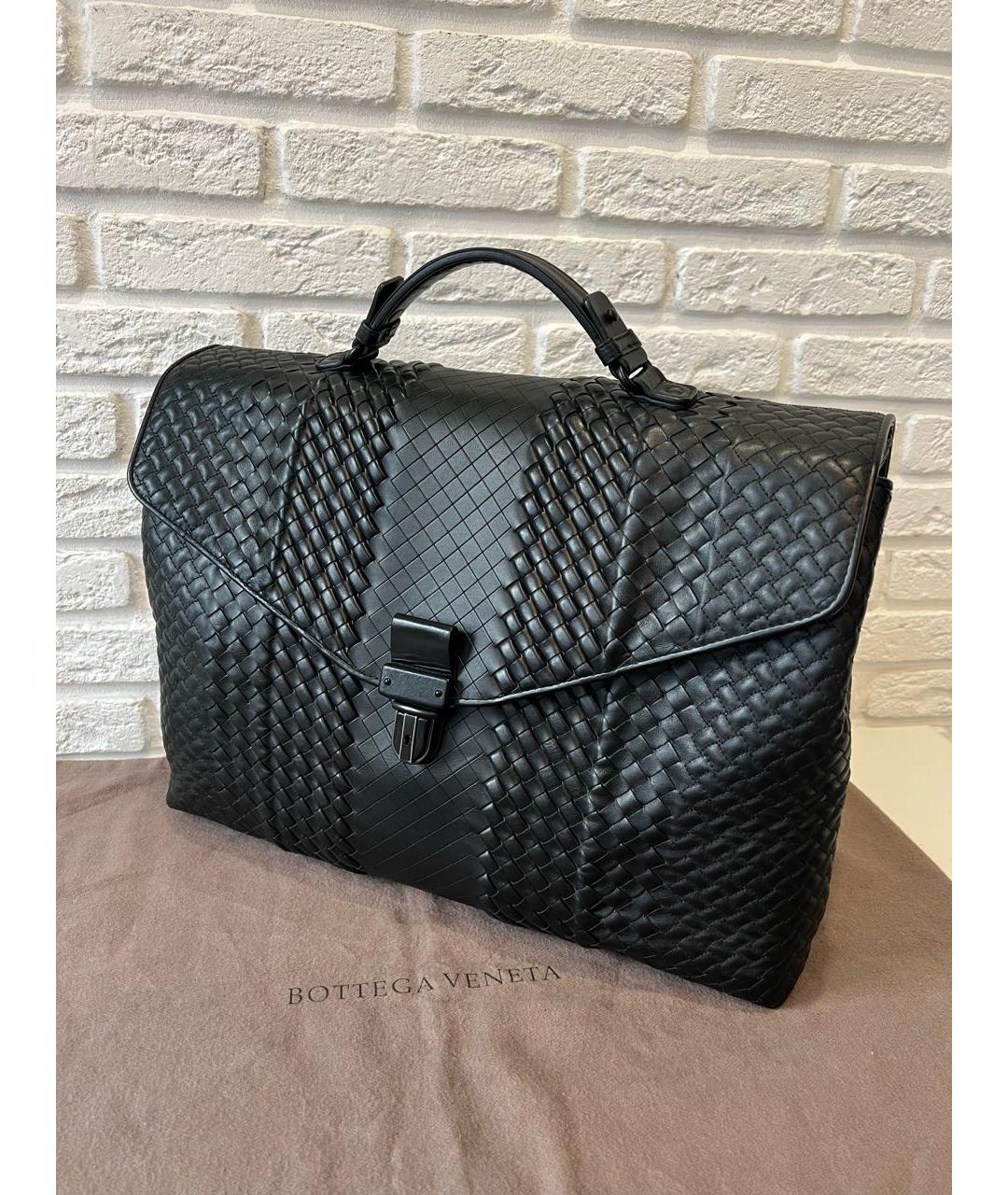 BOTTEGA VENETA Черный кожаный портфель, фото 3