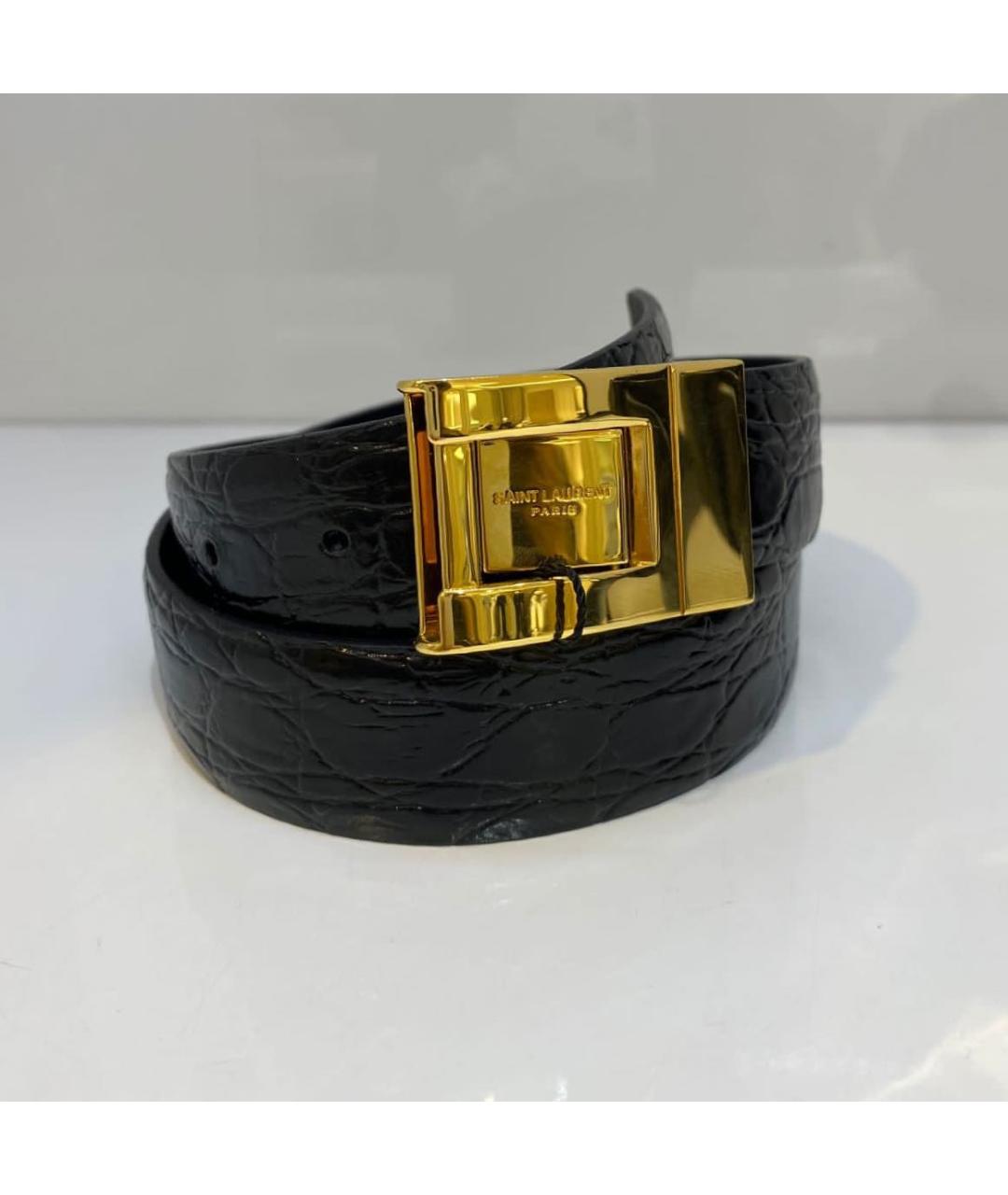 SAINT LAURENT Черный кожаный ремень, фото 3
