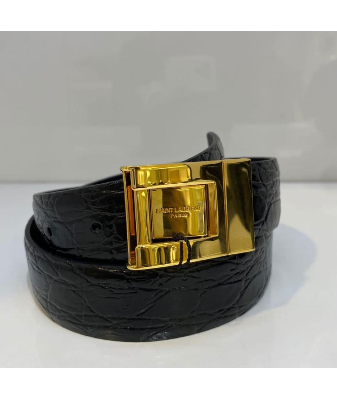SAINT LAURENT Черный кожаный ремень, фото 2