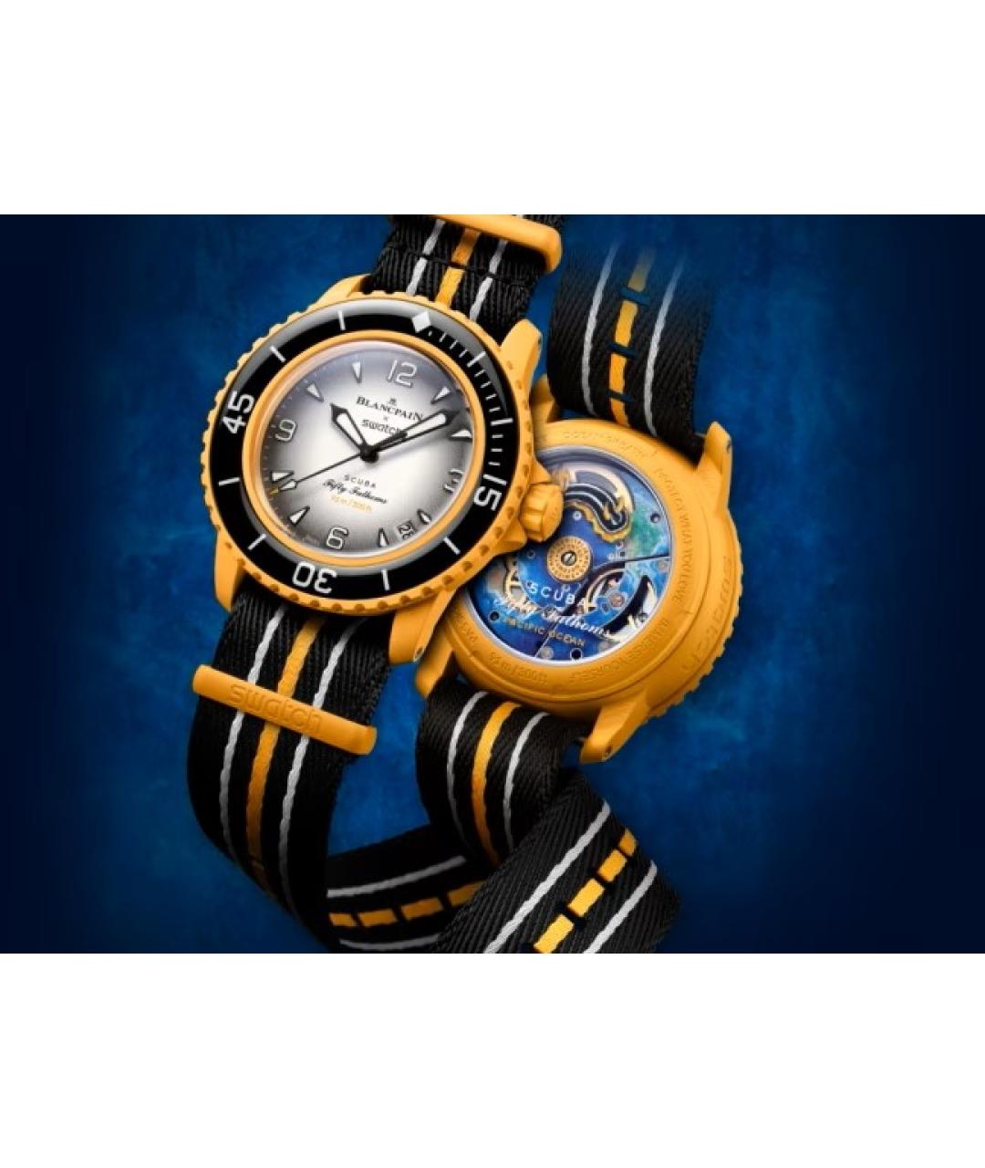 Blancpain Желтые керамические часы, фото 3