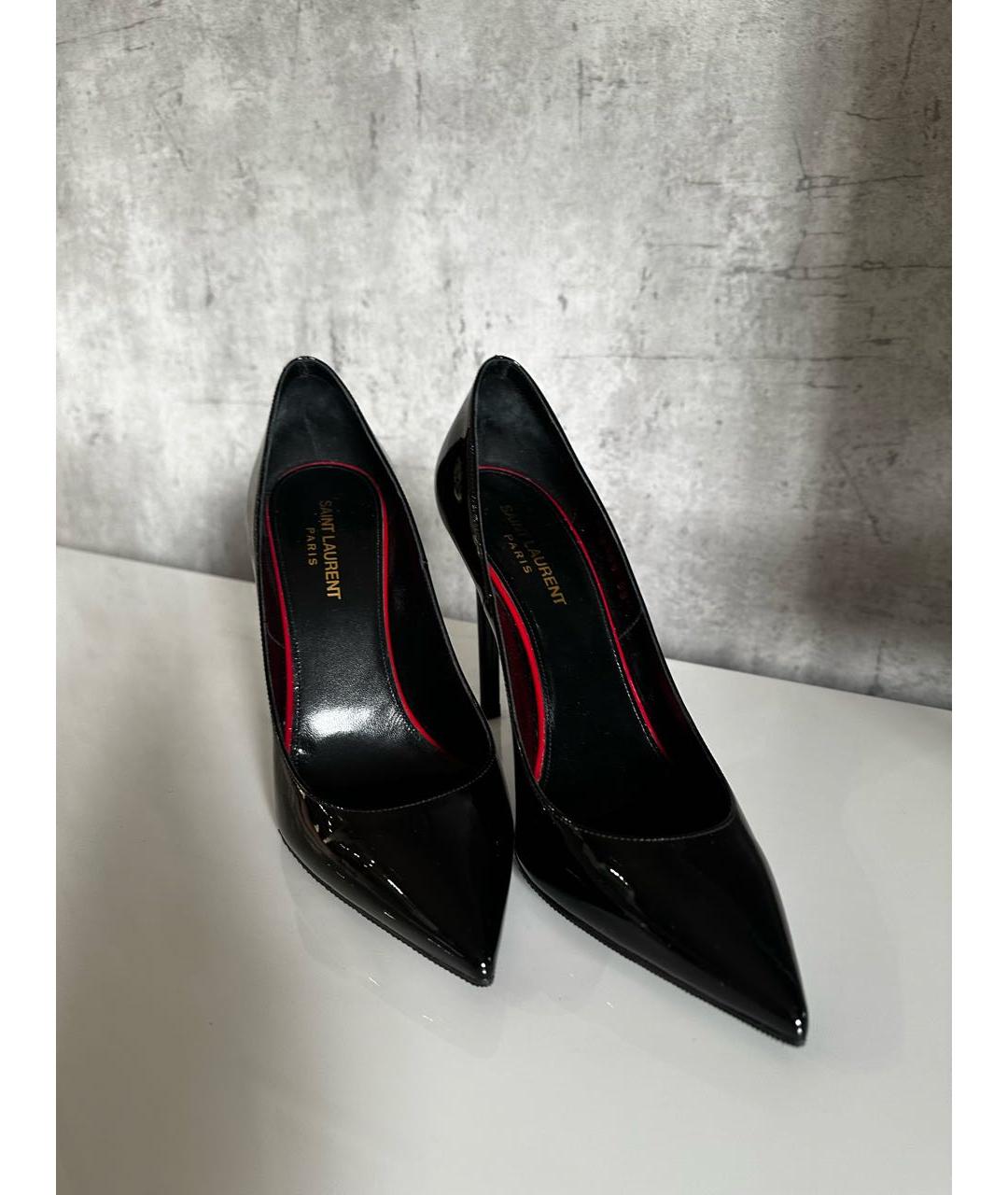 SAINT LAURENT Черные кожаные туфли, фото 2