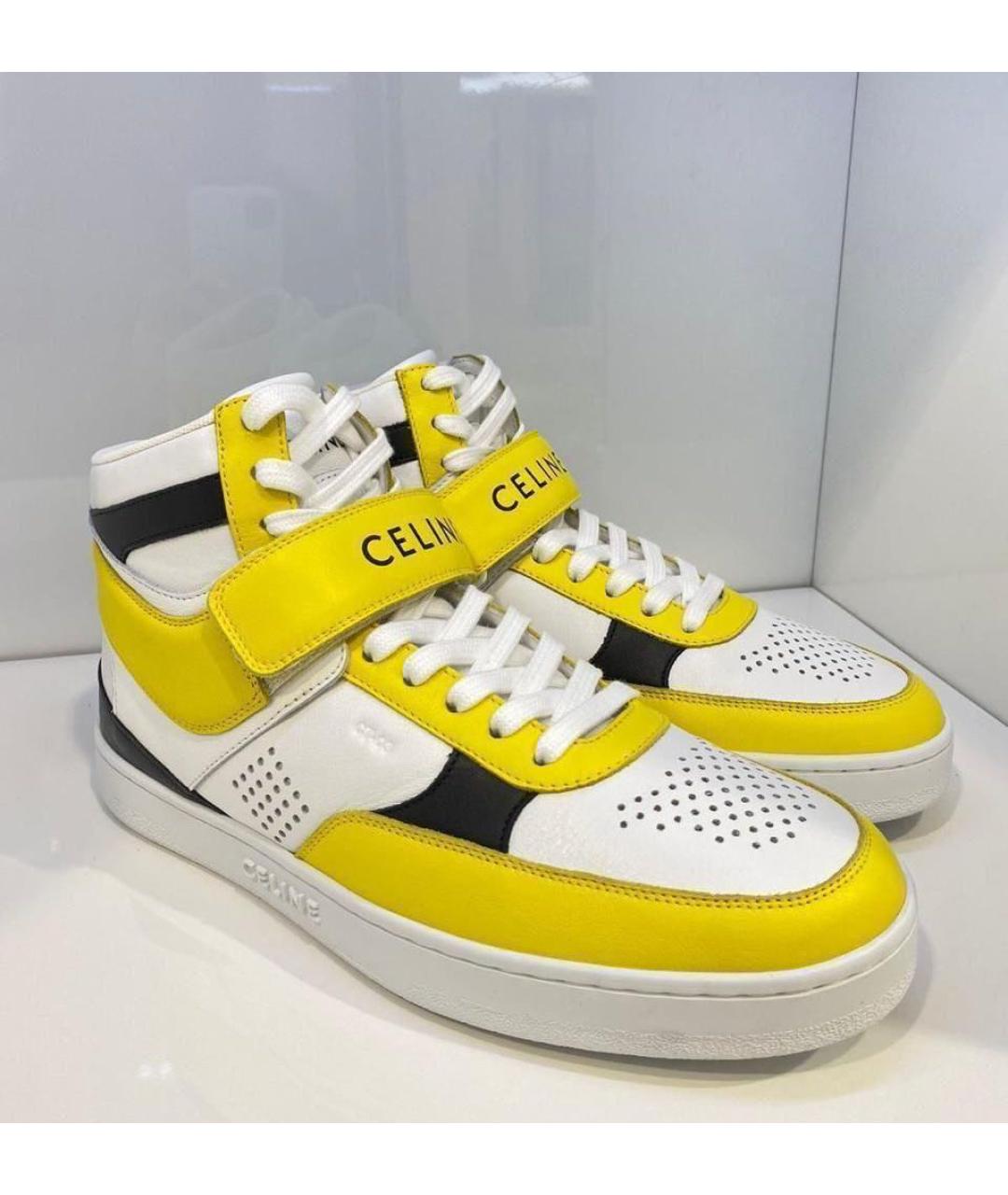 CELINE PRE-OWNED Желтые кожаные высокие кроссовки / кеды, фото 3