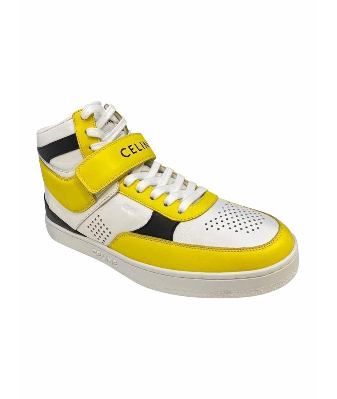 CELINE PRE-OWNED Желтые кожаные высокие кроссовки / кеды, фото 1