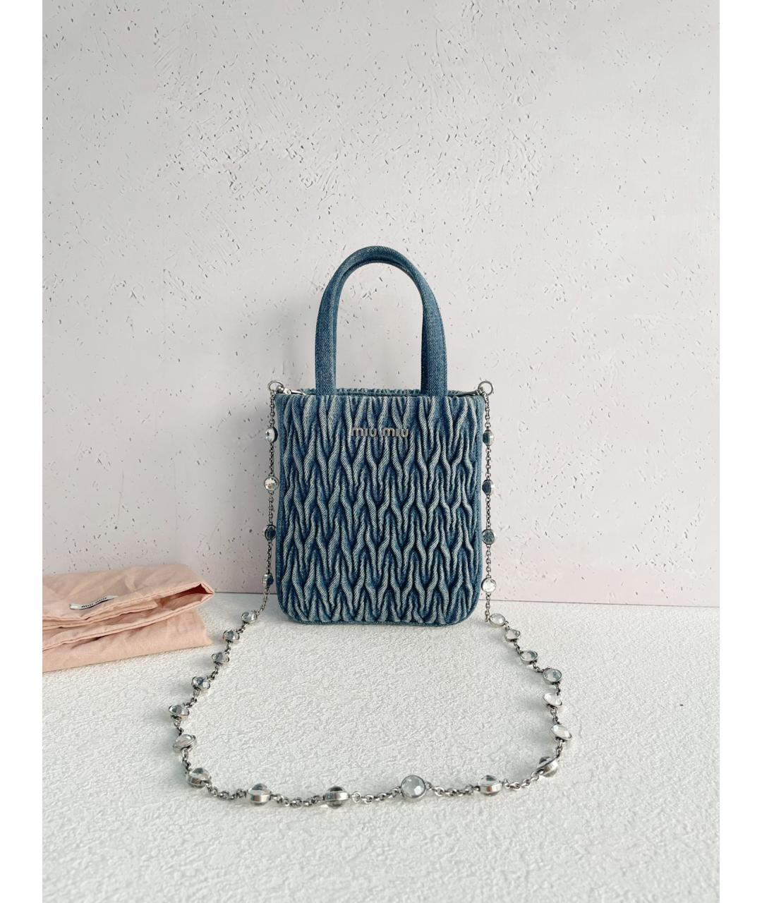 MIU MIU Голубая деним сумка через плечо, фото 7