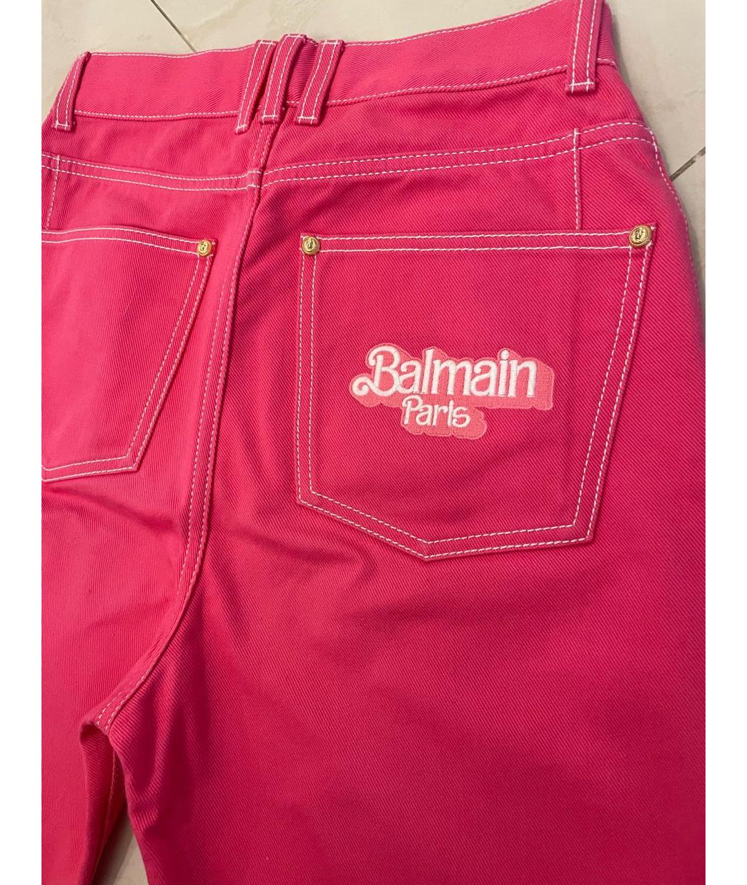 BALMAIN Розовые хлопковые джинсы слим, фото 4