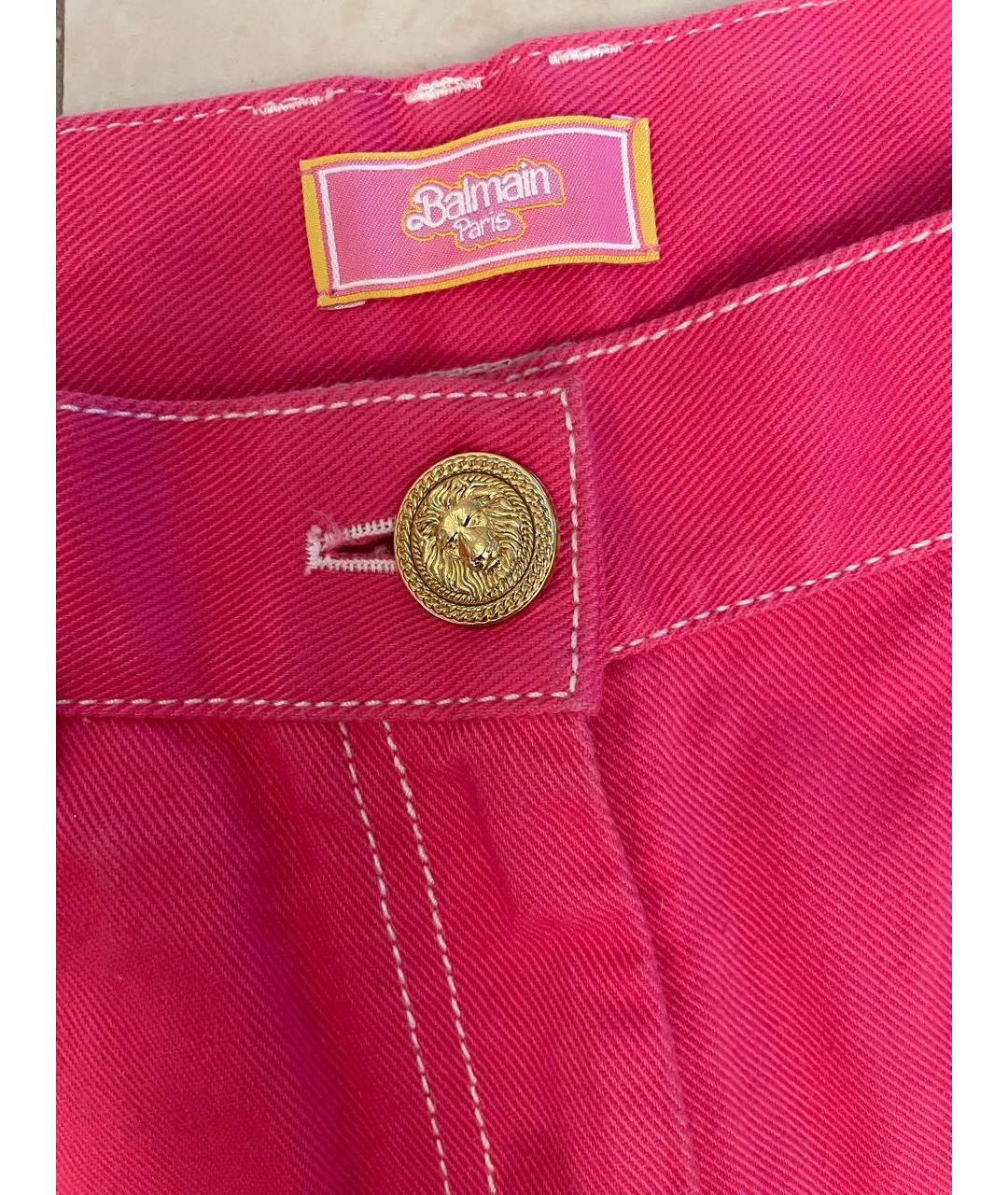 BALMAIN Розовые хлопковые джинсы слим, фото 3