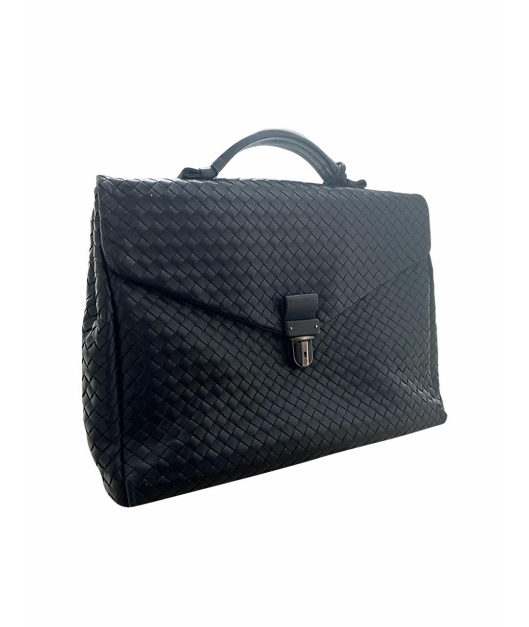BOTTEGA VENETA Темно-синий кожаный портфель, фото 1