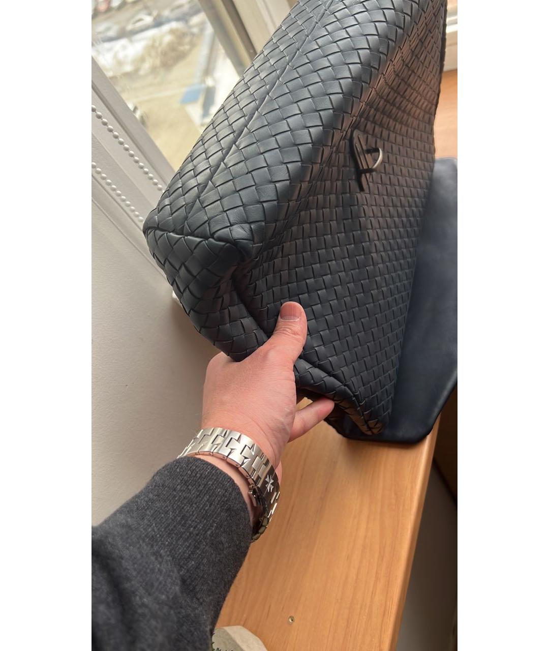 BOTTEGA VENETA Темно-синий кожаный портфель, фото 6
