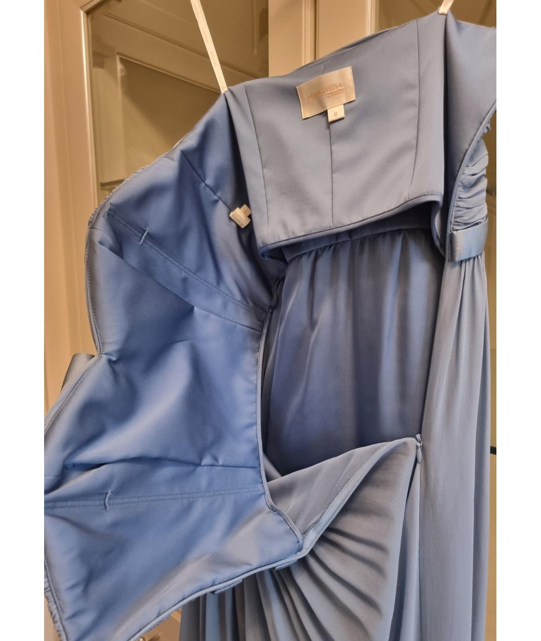 MARCHESA NOTTE Голубое шелковое вечернее платье, фото 6