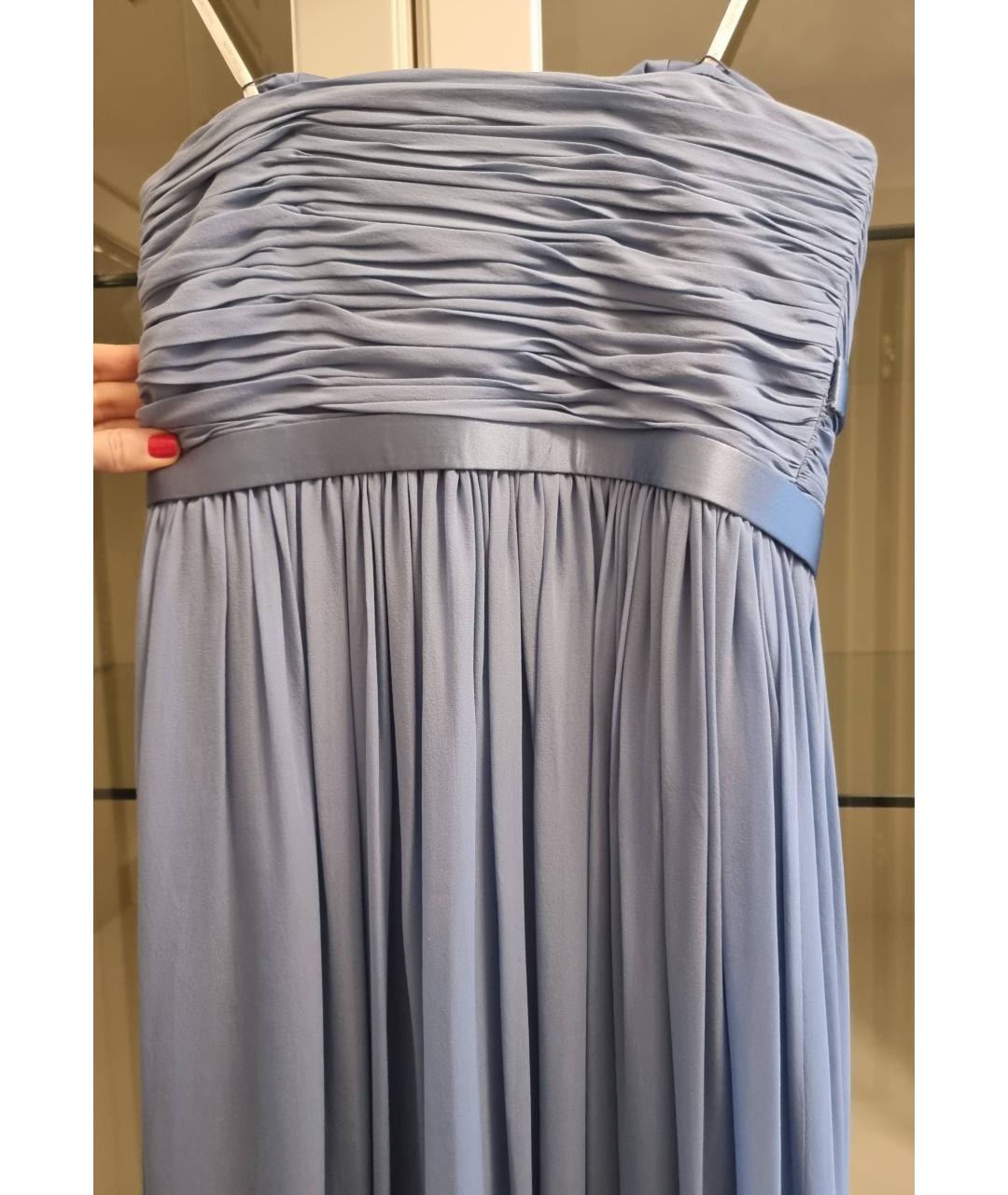 MARCHESA NOTTE Голубое шелковое вечернее платье, фото 4