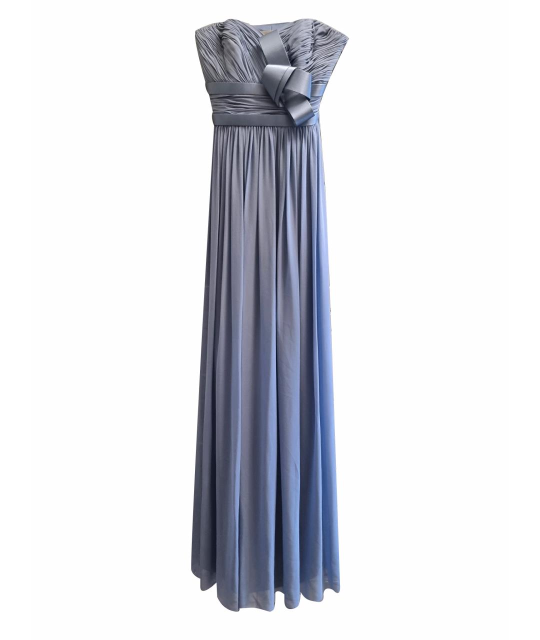 MARCHESA NOTTE Голубое шелковое вечернее платье, фото 1