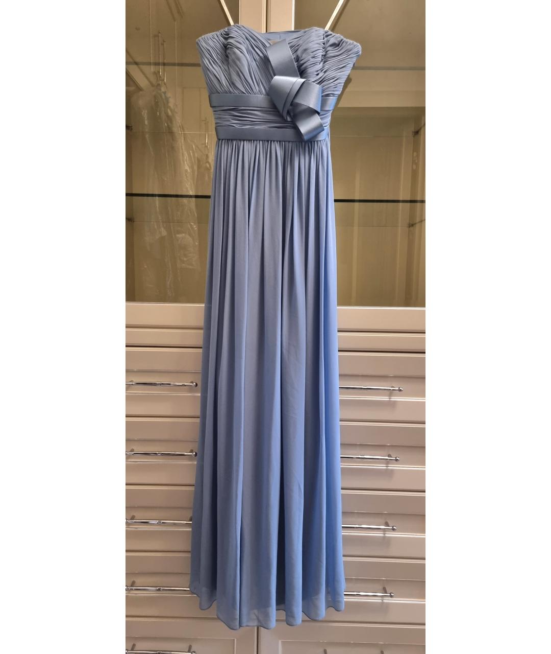 MARCHESA NOTTE Голубое шелковое вечернее платье, фото 10