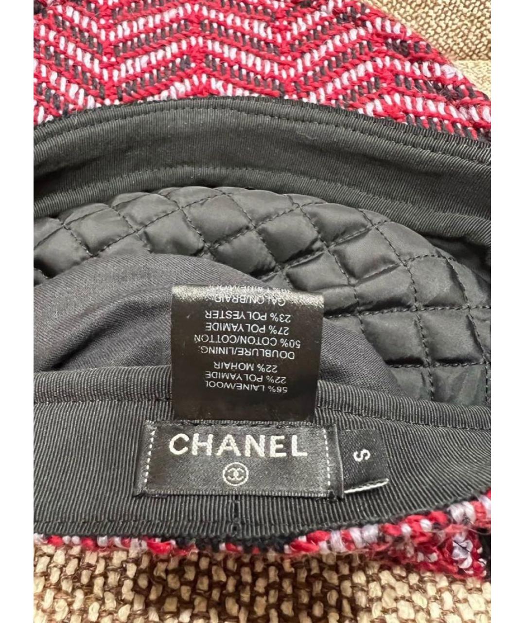CHANEL PRE-OWNED Бордовая кепка, фото 4