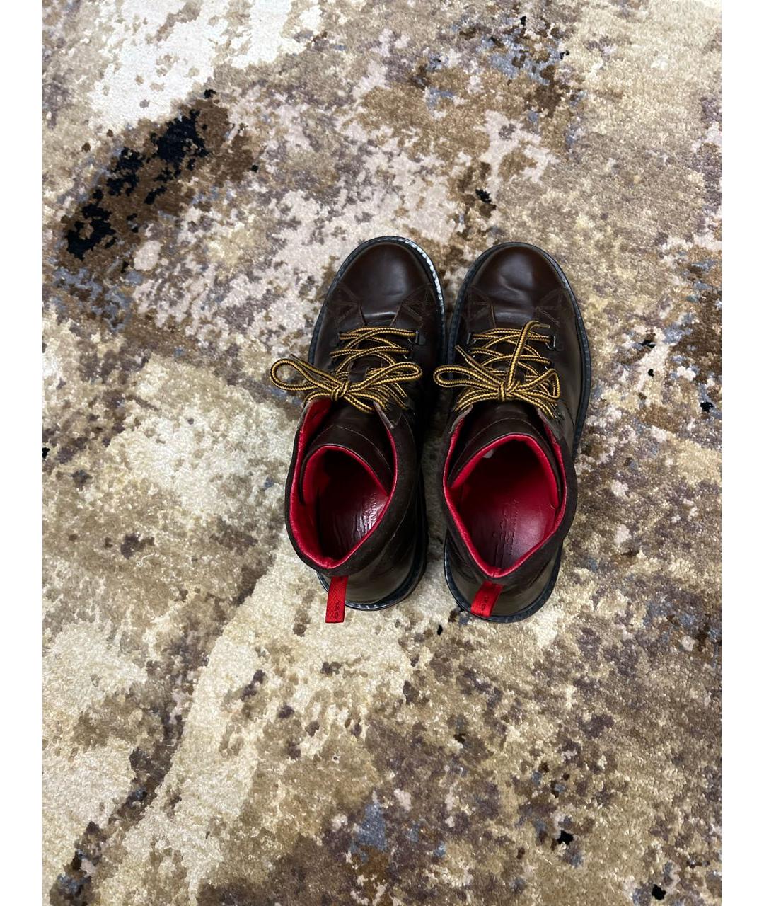 KITON Коричневые кожаные высокие ботинки, фото 3