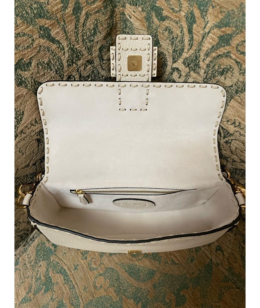 FENDI Бежевая кожаная сумка через плечо, фото 6
