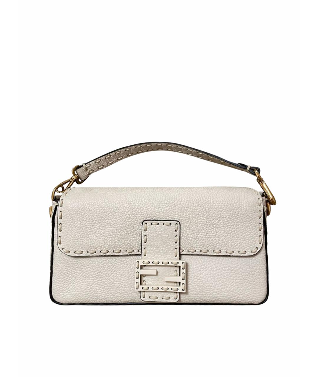 FENDI Бежевая кожаная сумка через плечо, фото 1