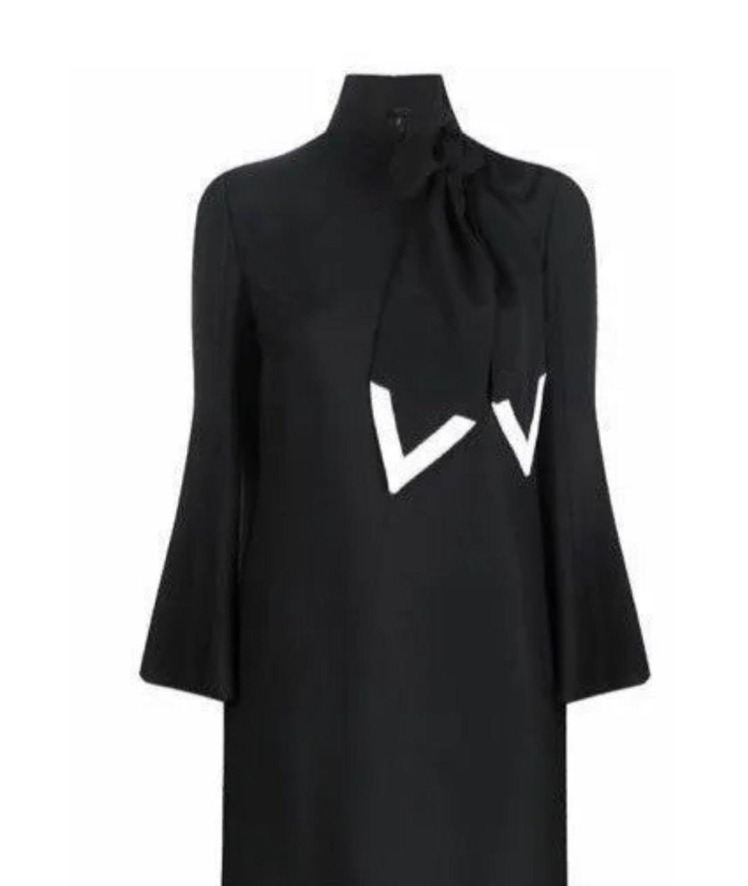 VALENTINO Черное шелковое коктейльное платье, фото 3