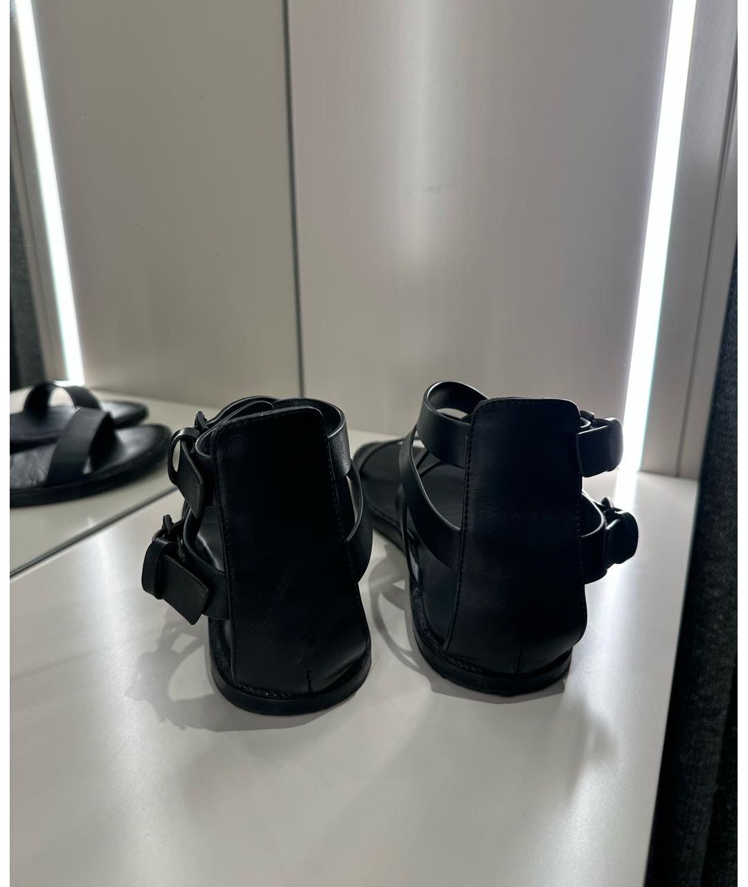 ANN DEMEULEMEESTER Черные кожаные сандалии, фото 4