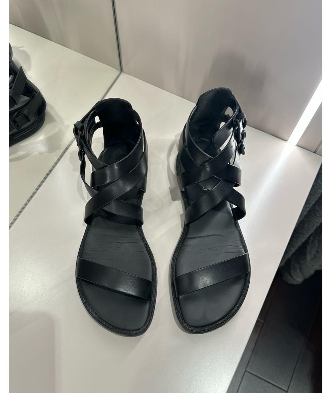 ANN DEMEULEMEESTER Черные кожаные сандалии, фото 3