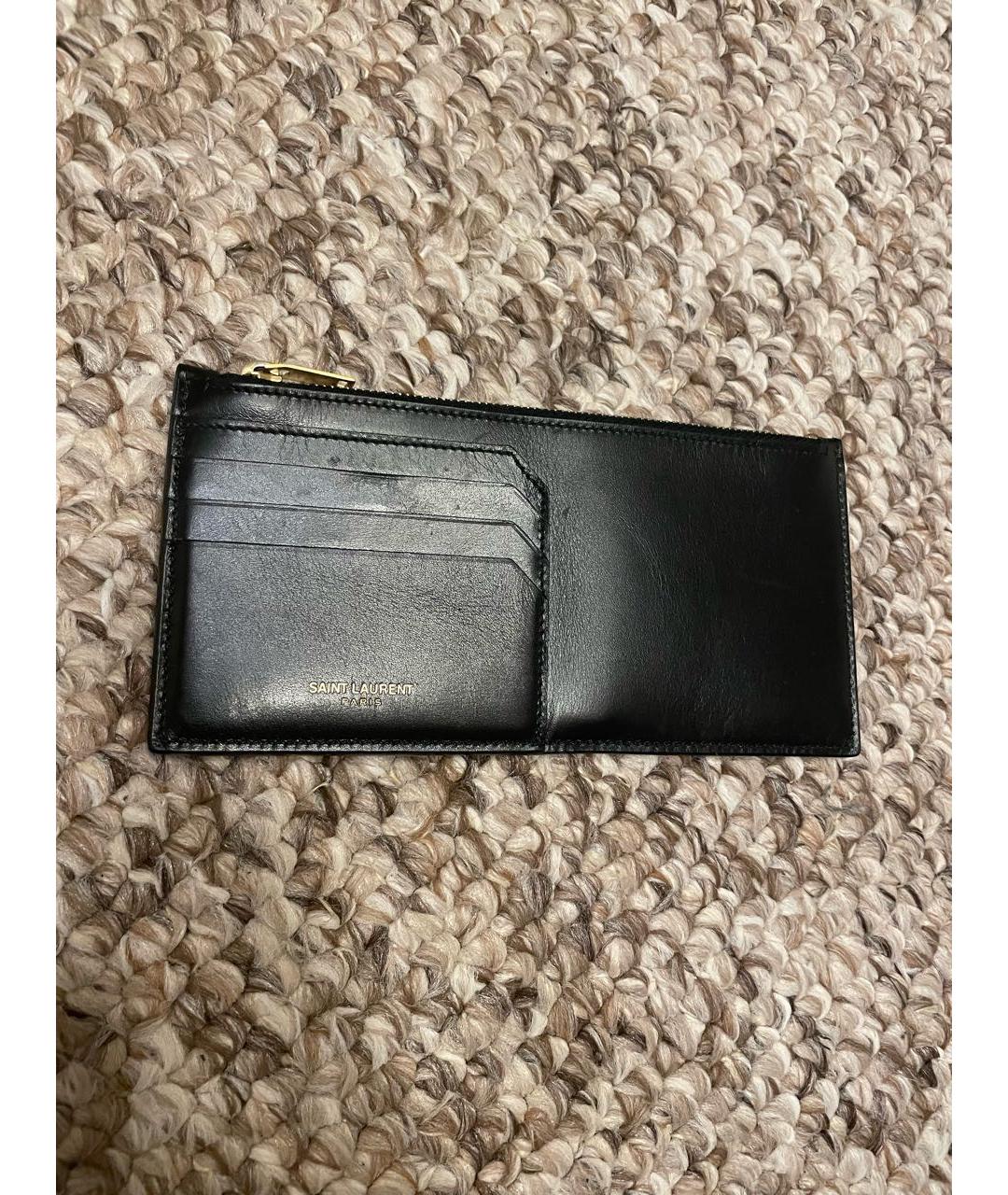 SAINT LAURENT Черный кожаный кошелек, фото 5